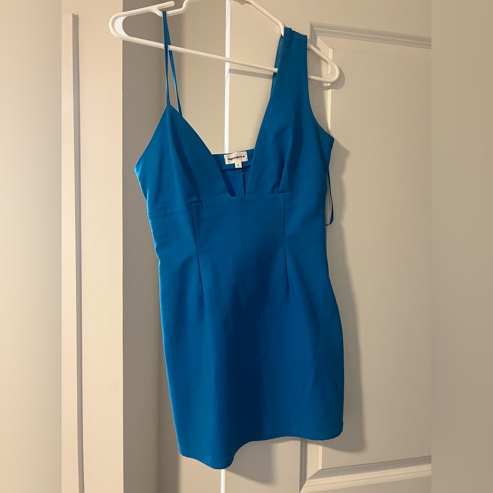 Superdown Vibrant Blue V-Neck Dress